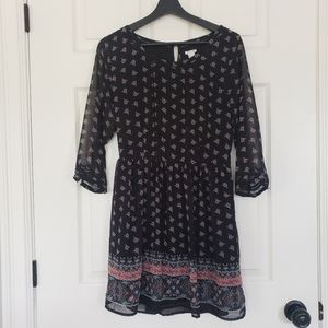 Forever 21 floral 3/4 length chiffon dress